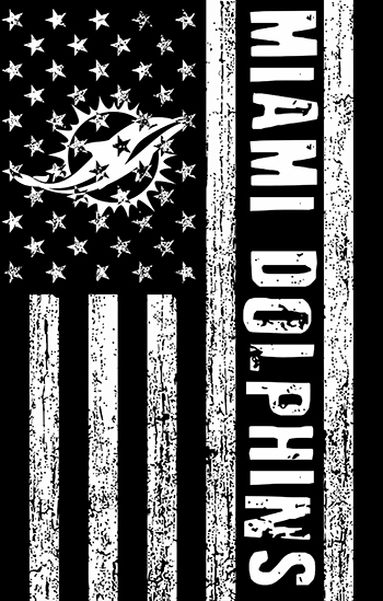 Miami Dolphins Black And White American Flag logo vinyl decal